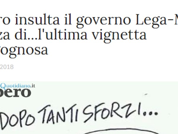 LIBERO: “Vauro insulta il governo Lega-M5s: puzza di…l’ultima vignetta vergognosa”