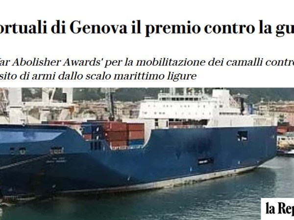Ai portuali di Genova il premio contro la guerra — la Repubblica